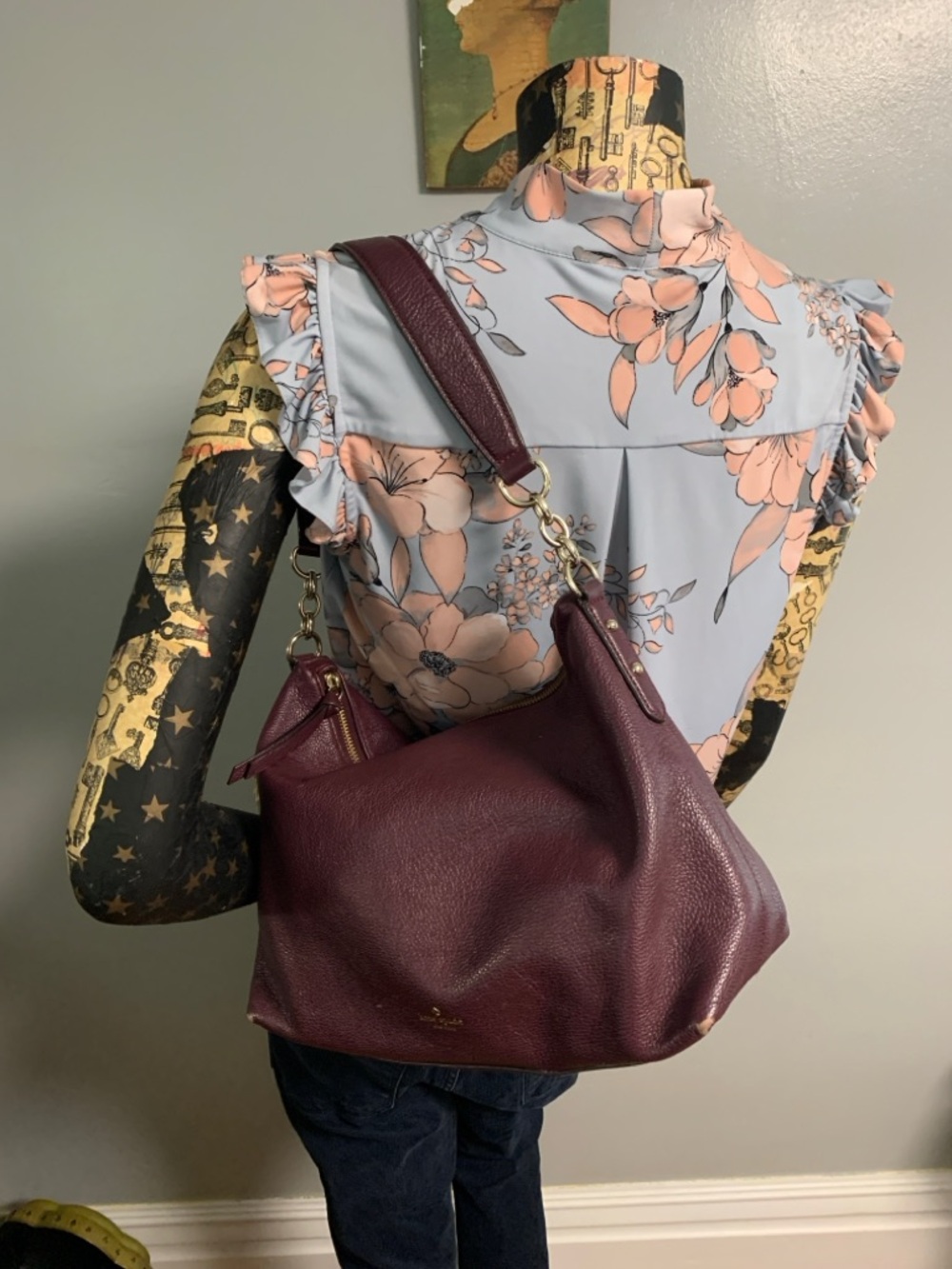 kate spade Pebbled Leather Shoulder Bag in Plum